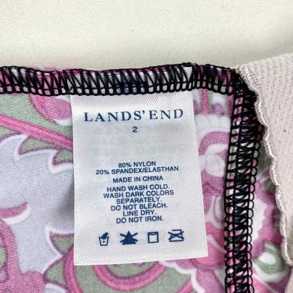 Land's End Tankini Swim Suit Top Ruched Underwire Bodice Paisley Sz 2 Top Only